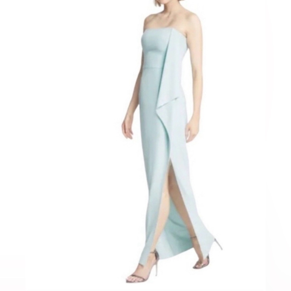 Halston Heritage Strapless Pale Mint Column Gown